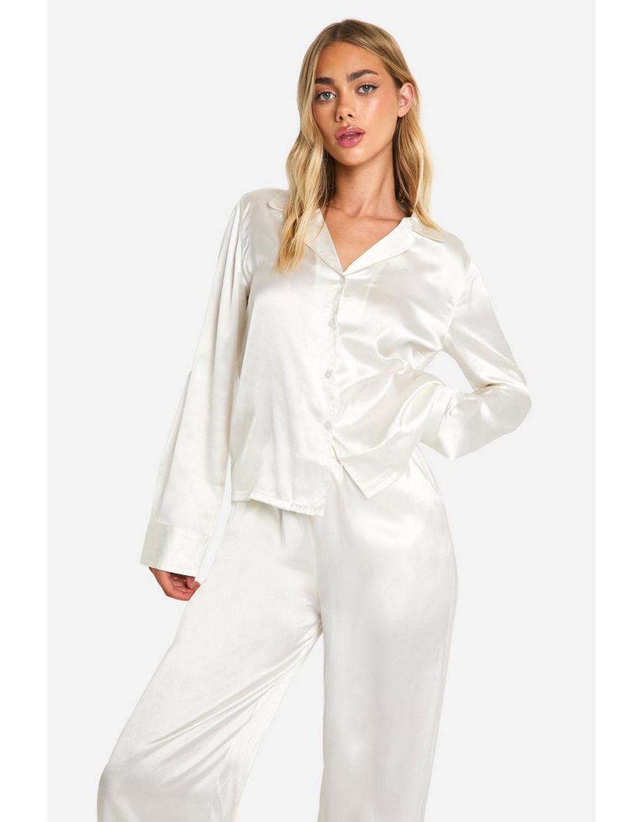 Long Sleeve Satin Trouser Pj Set - 3