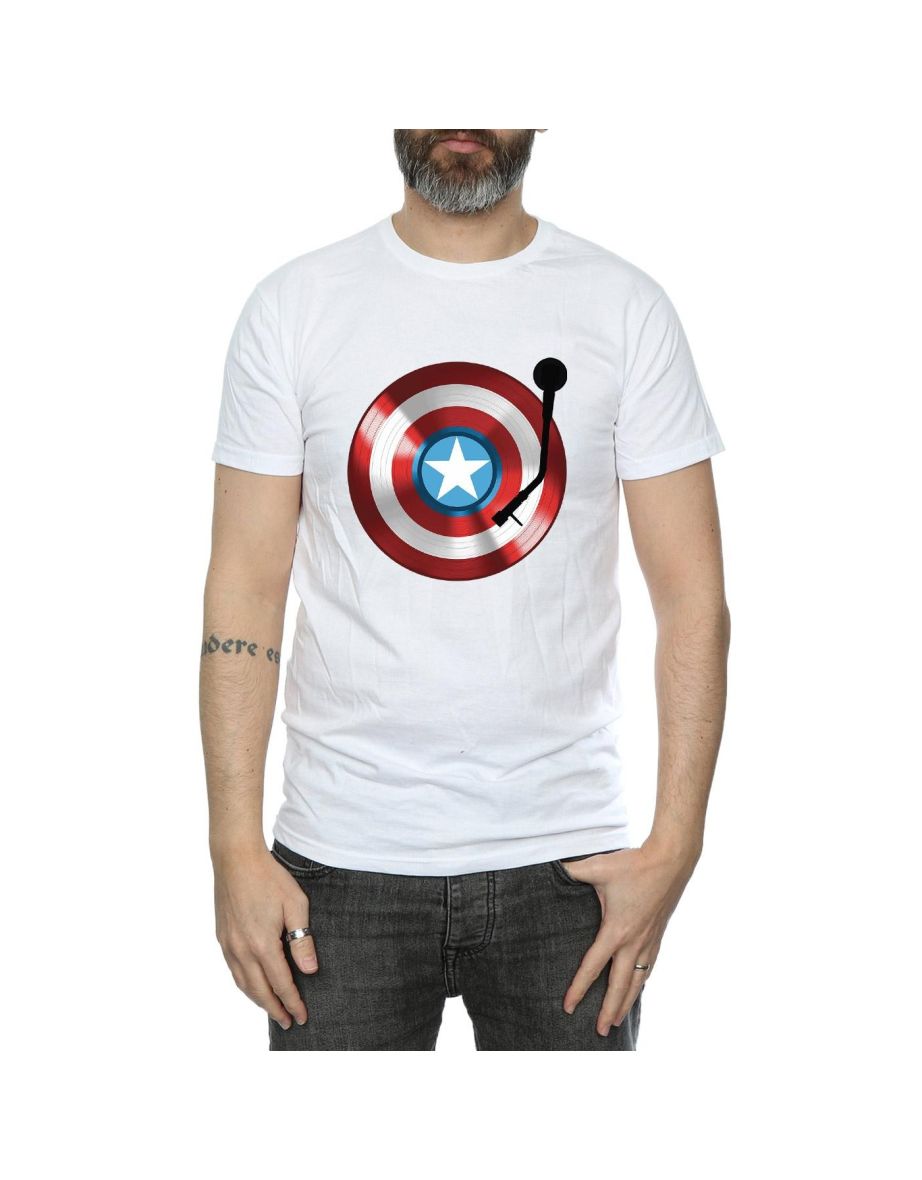 Marvel Mens Captain America Turntable T-Shirt - White - 3