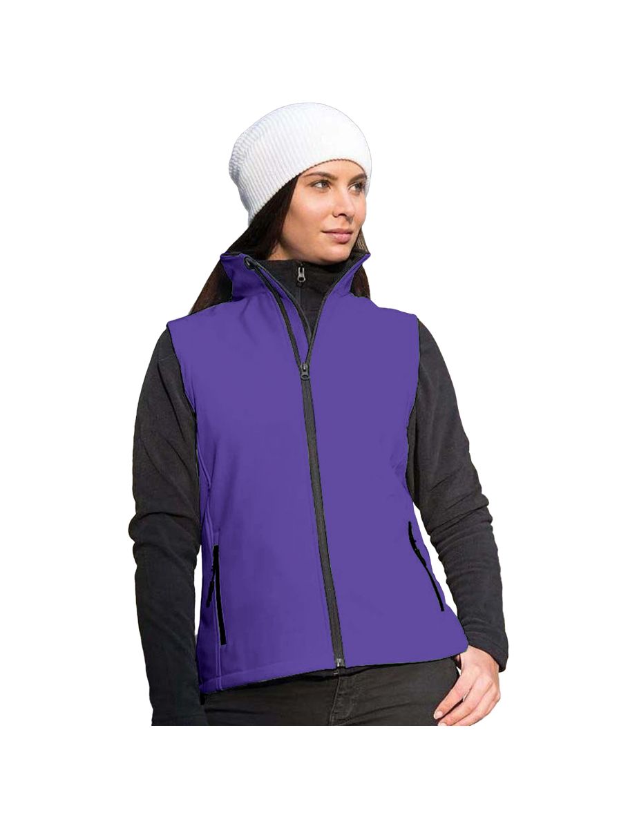 Result Core Womens/Ladies Printable Softshell Bodywarmer - Purple /Black - 1