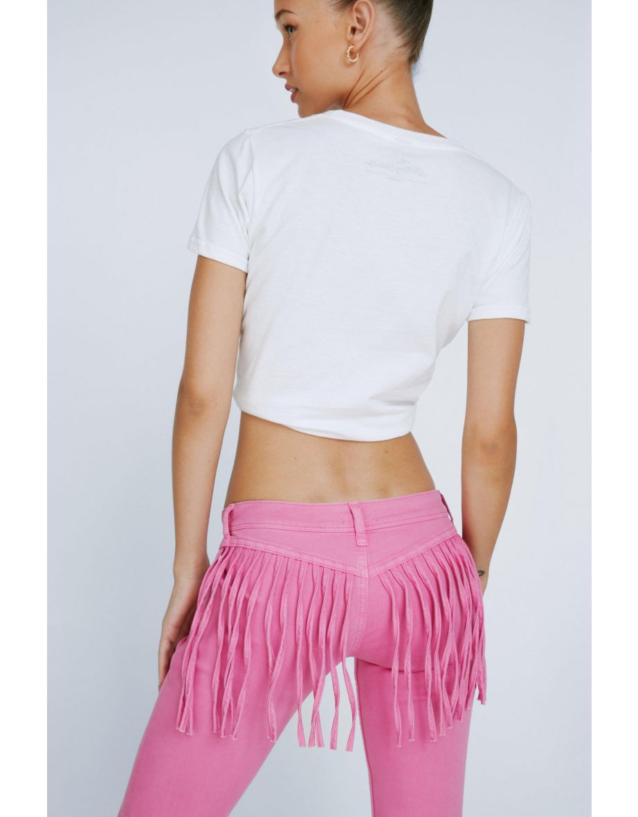 Petite Fringed Low Rise Flared Denim Jeans - 3