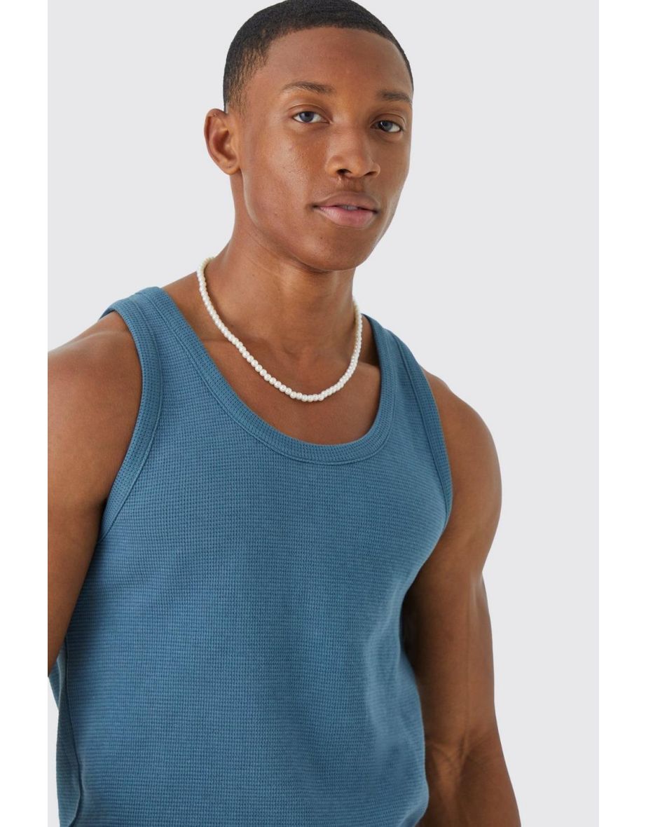 Slim Fit Waffle Vest - slate - 2