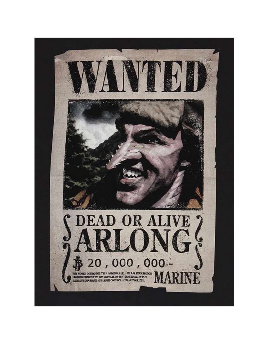 One Piece Unisex Adult Arlong Wanted Poster T-Shirt - Black - 1