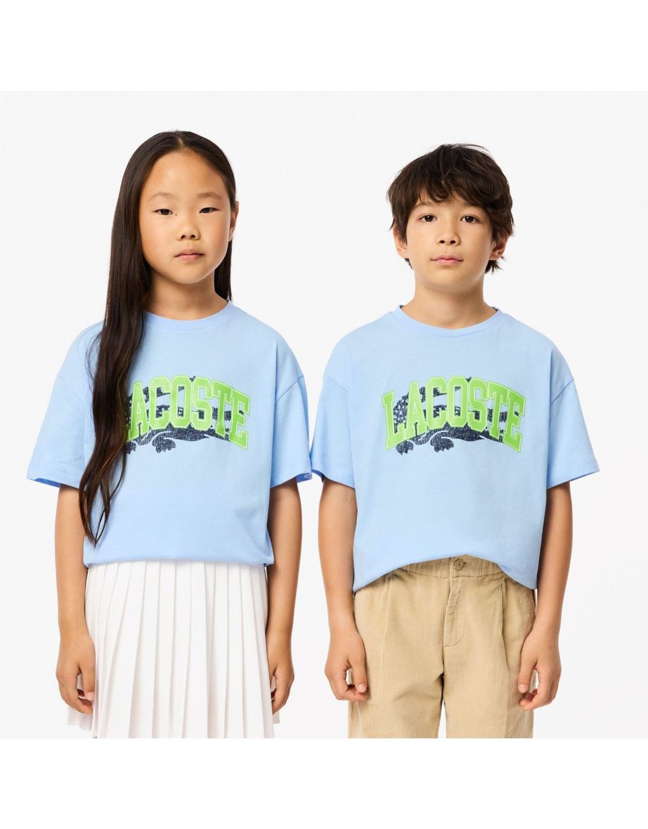 Boy's Lacoste Juniors Crocodile Print T-Shirt in Blue