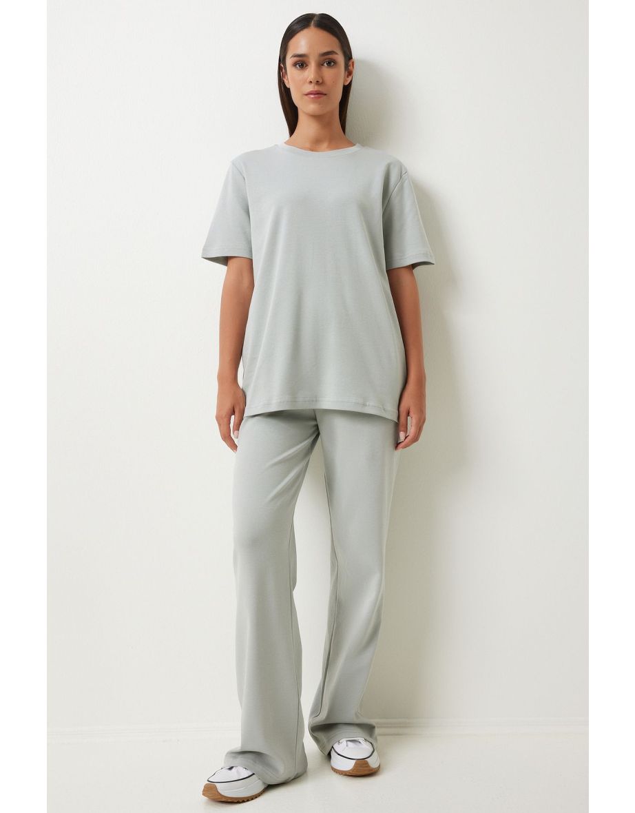 Women's Gray T-Shirt Tracksuit