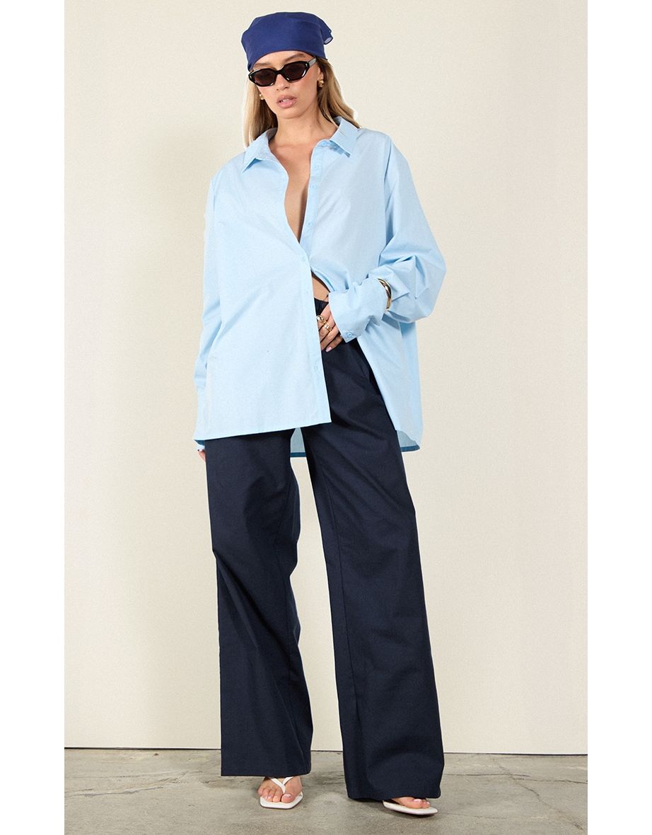 Light Blue Oversized Cuff Shirt