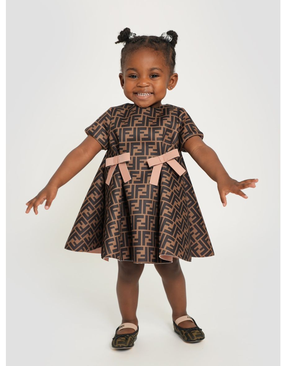 Baby Girls FF Logo Dress in Brown