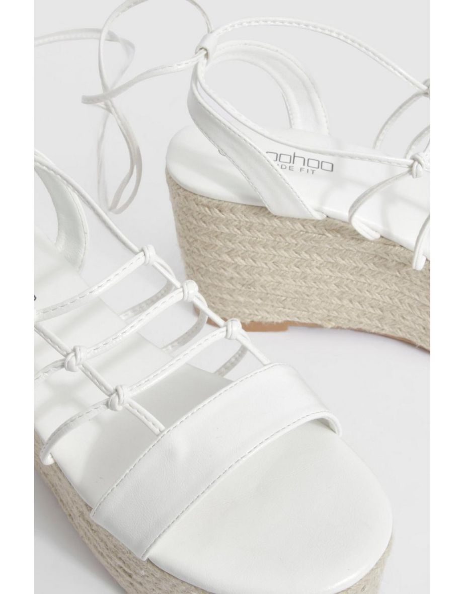 Wide Fit Strappy Caged Chunky Wedges - white - 3