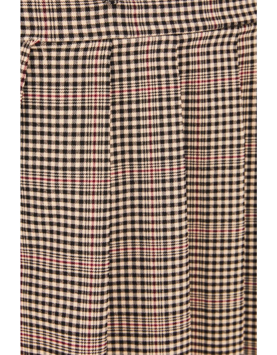Brown Checked Mini Skirt - 5
