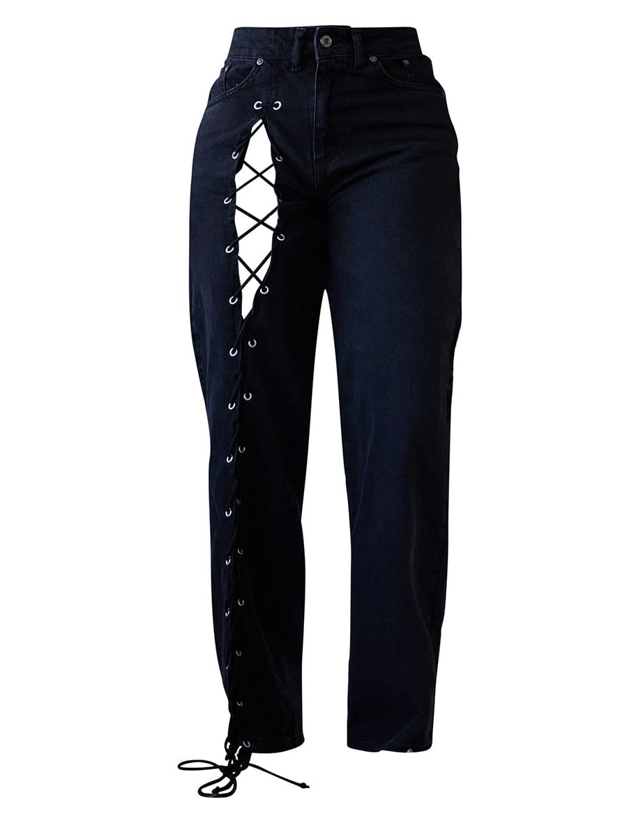 lace up leg jeans