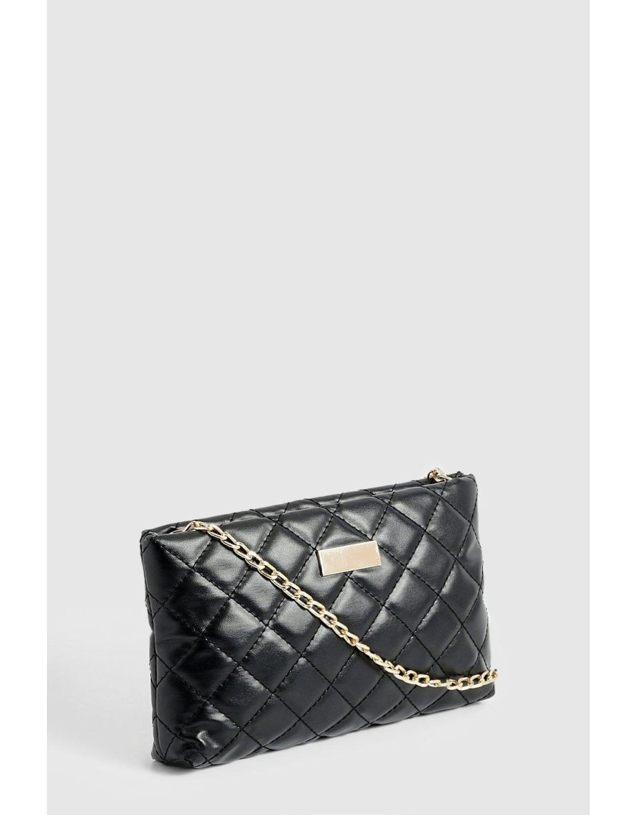 Quilted Oversized Basic Clutch - black