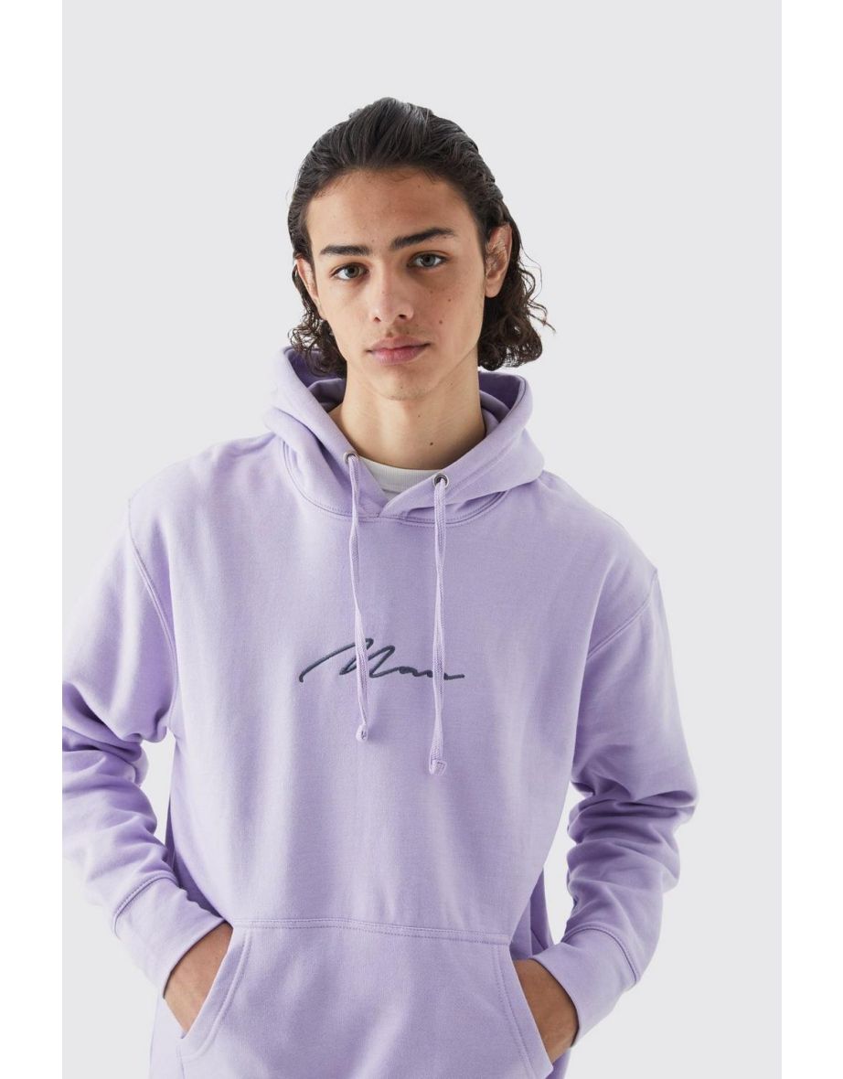 Man Oversized Basic Hoodie - lilac - 2