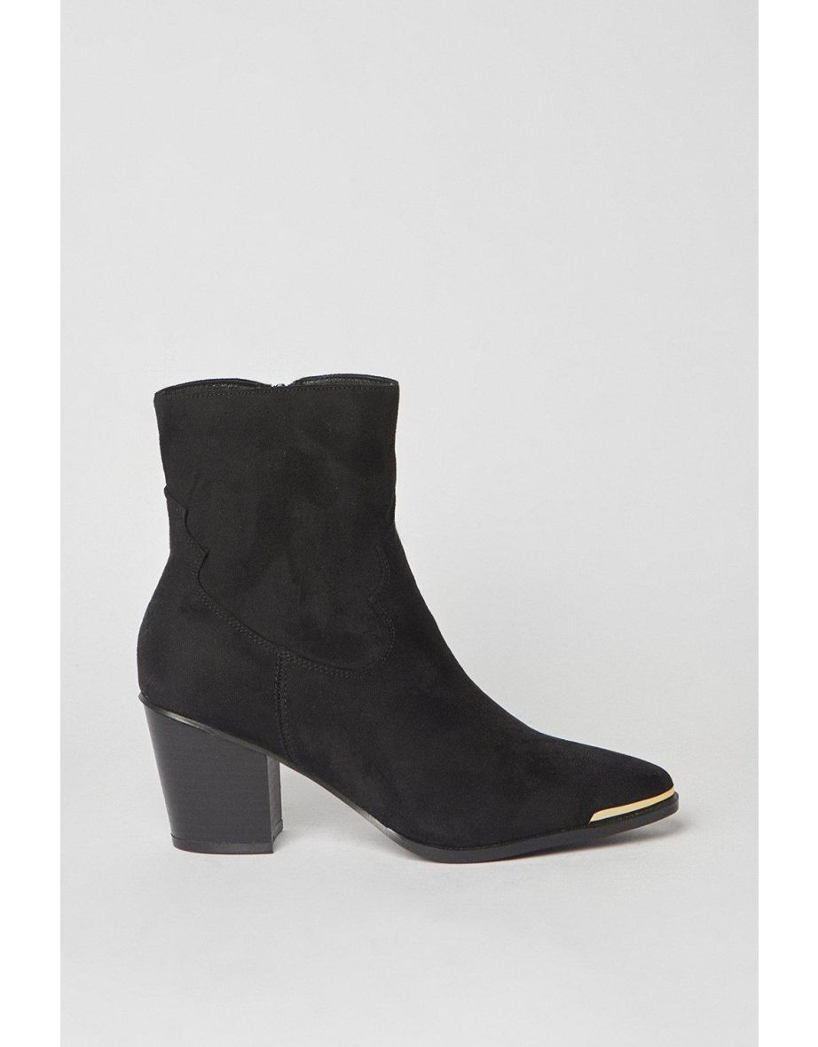 Jaz Metal Tip Medium Heel Cowboy Ankle Boots