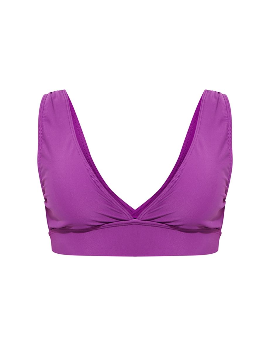 Dark Purple Mix & Match Plunge Bikini Top - 3