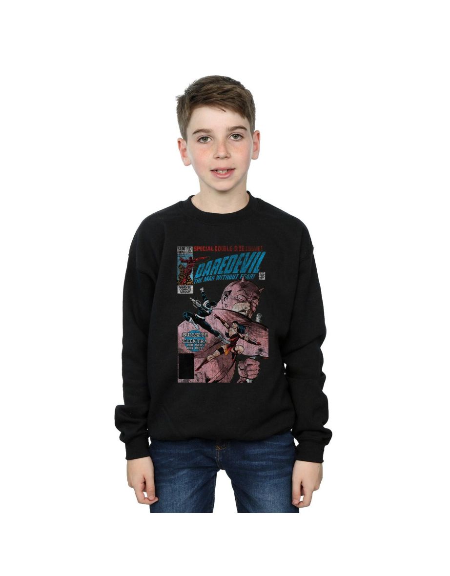 Marvel Boys Daredevil Distressed Bullseye Vs Elektra Cover Sweatshirt - Black