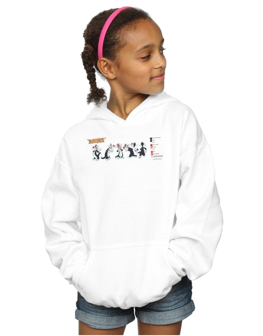Looney Tunes Girls Sylvester Colour Code Hoodie - White