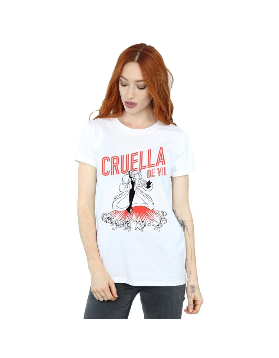 Disney Womens/Ladies Cruella De Vil Dalmatians Cotton Boyfriend T-Shirt