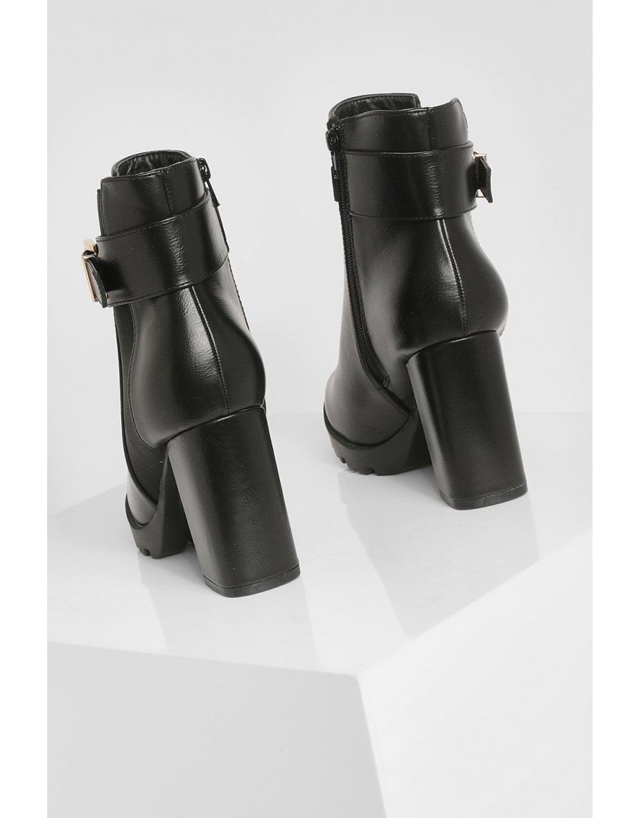 Wide Fit Buckle Detail Shoe Boots - black - 3