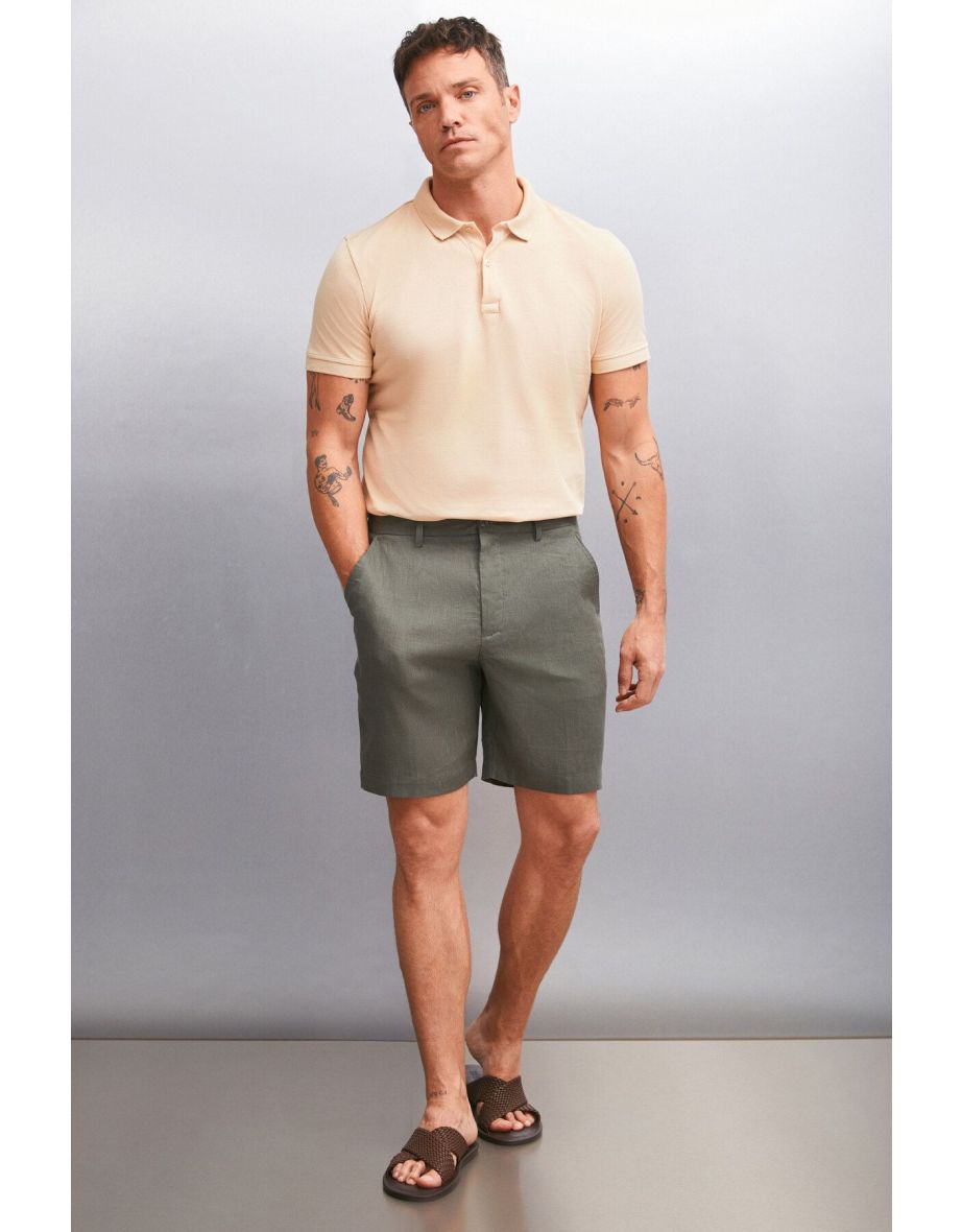 MARTEN Men 100% Cotton Short Sleeve Regular Fit Beige Polo Neck T-shirt