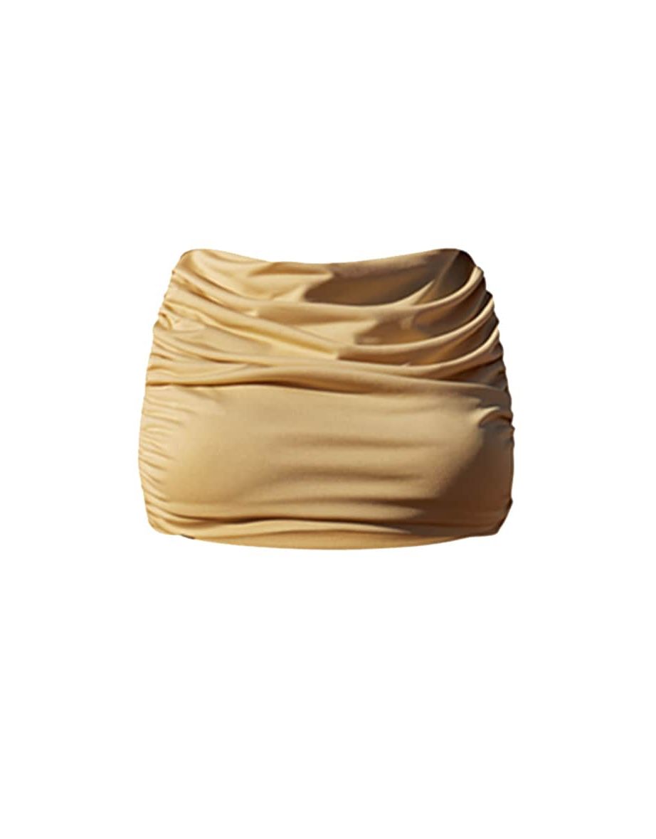 PLT Label Butter Yellow Ruched Sleeveless Crop Top - 4