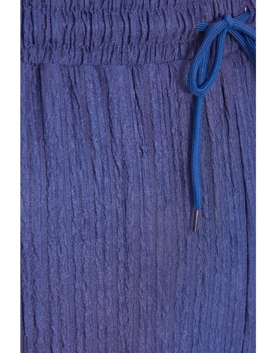 Indigo Textured Palazzo Trousers - 5