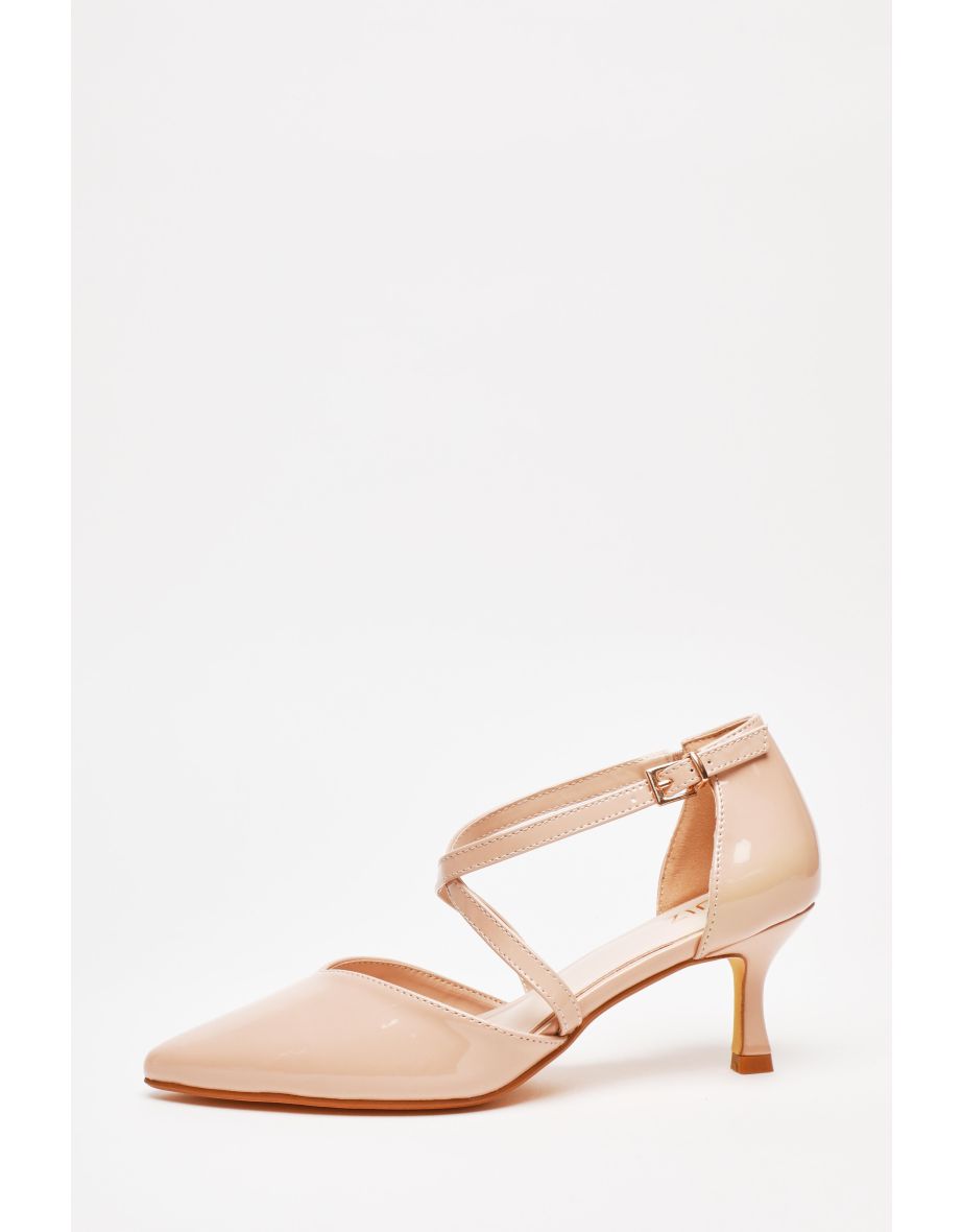 Nude Patent Low Court Heels - 4