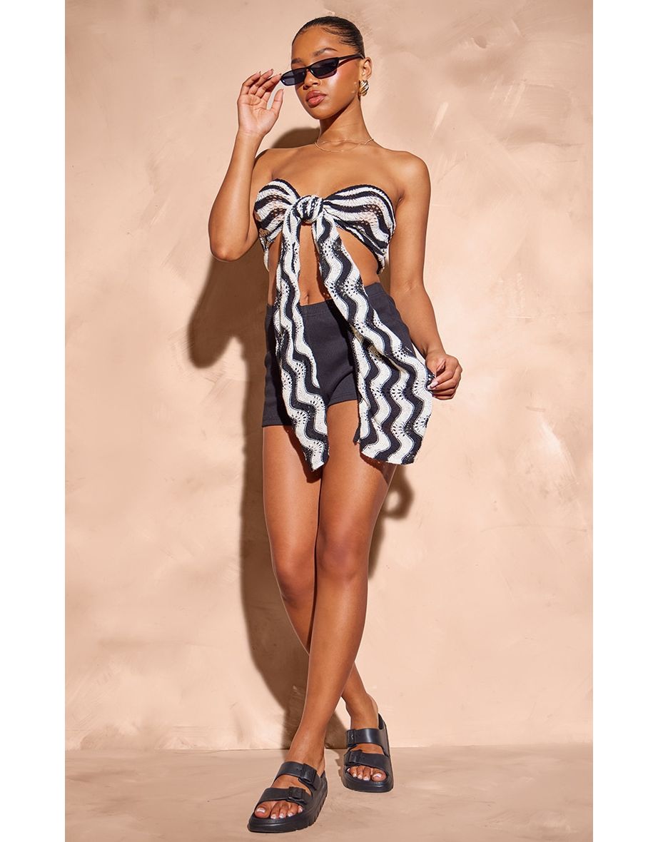 Monochrome Wave Knit Multiway Top