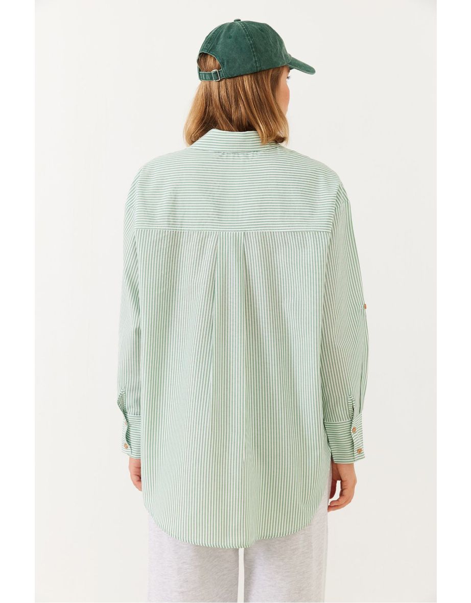 Women's Metallic Thread Striped Shirt - 5