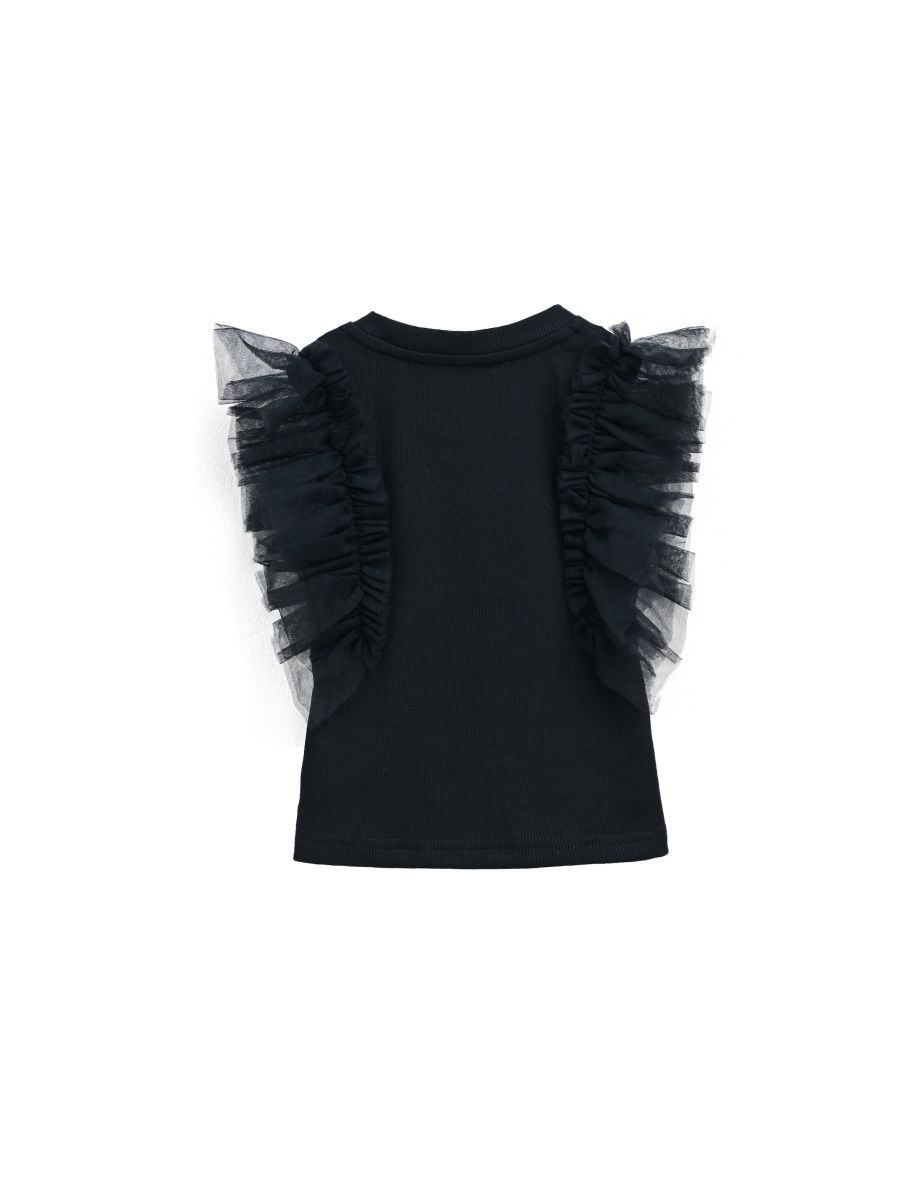 Black Tulle Frill T-Shirt - 2