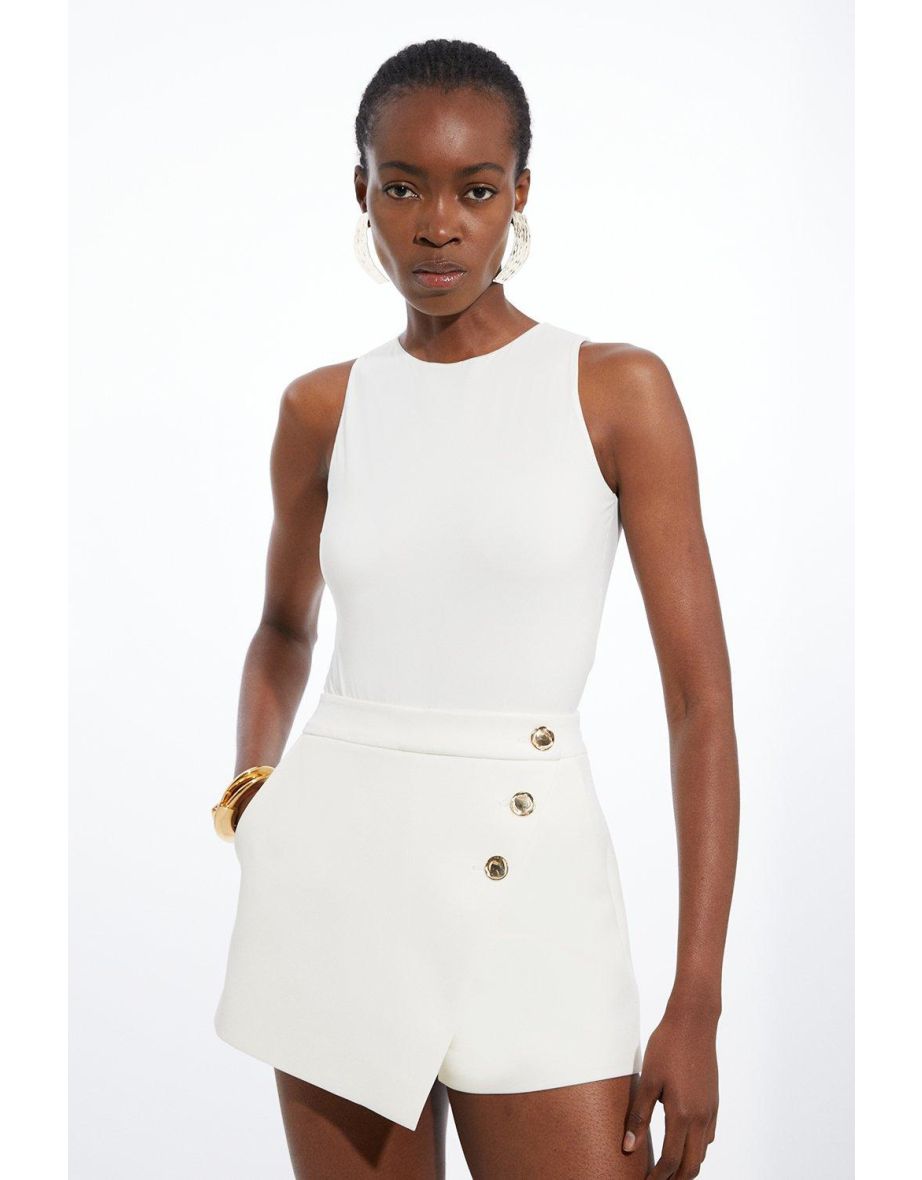 Shop Tailored Wrap Button Mini Skort Online in Bahrain