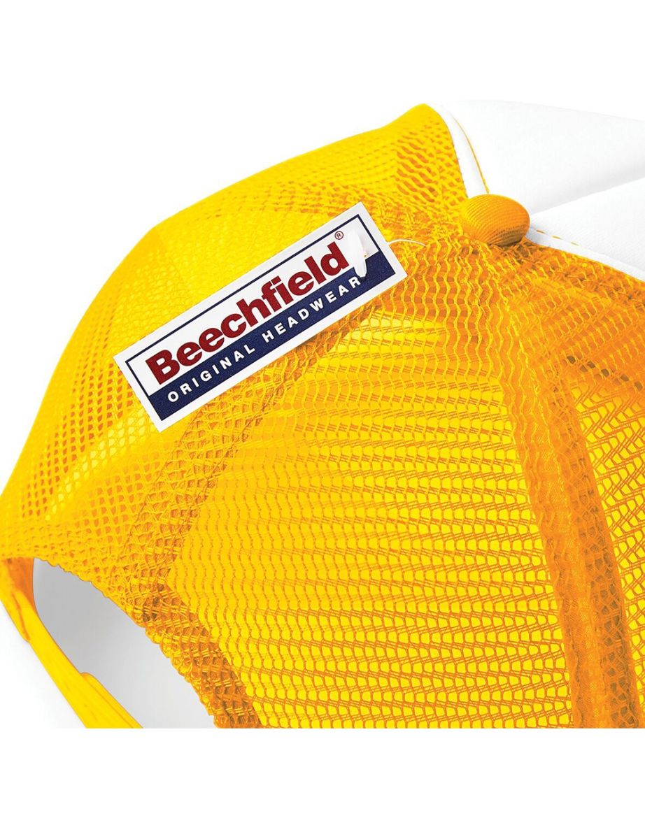 Beechfield Vintage Plain Snap-Back Trucker Cap - Sunflower/White - 3