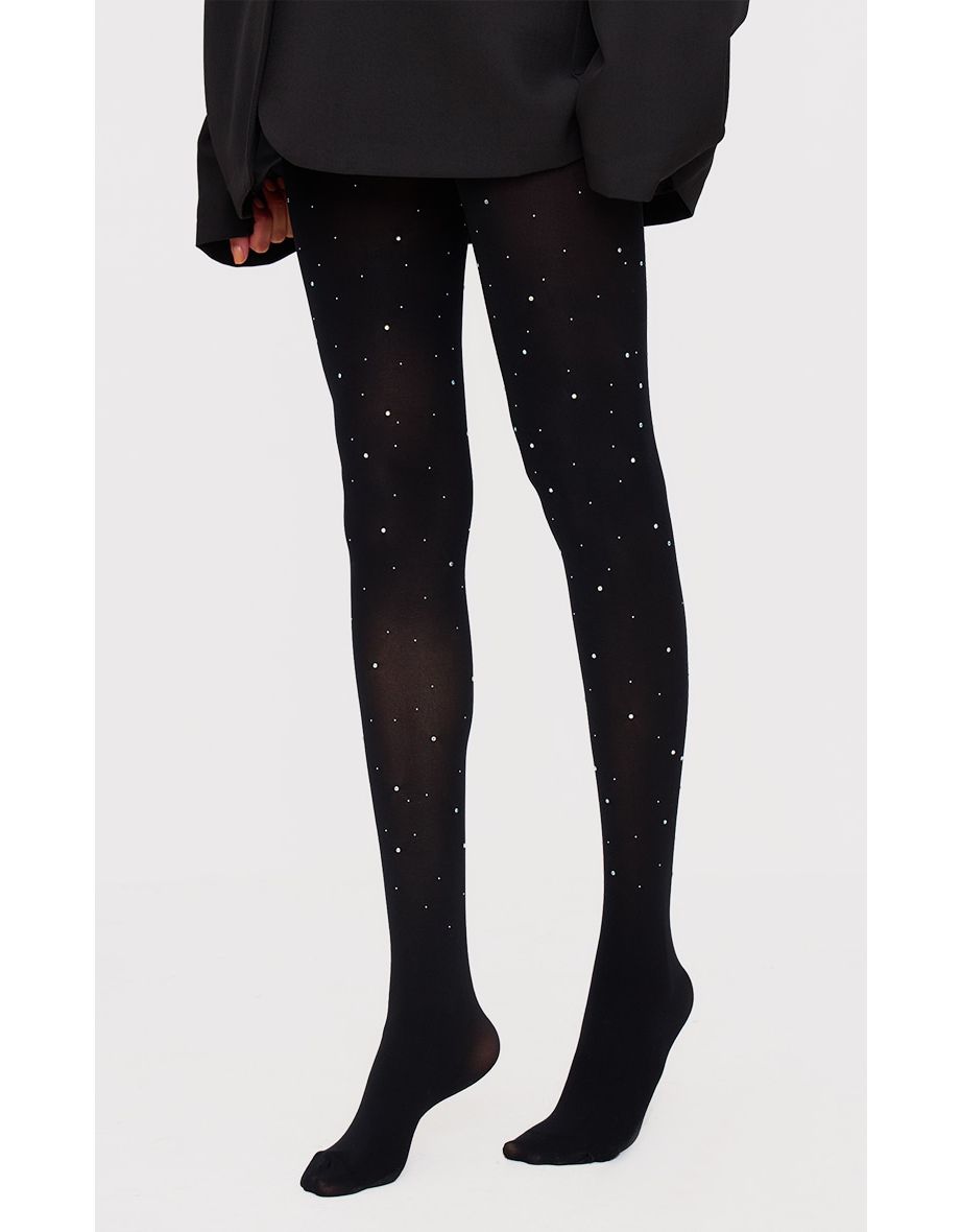 Black Diamante Tights - 1