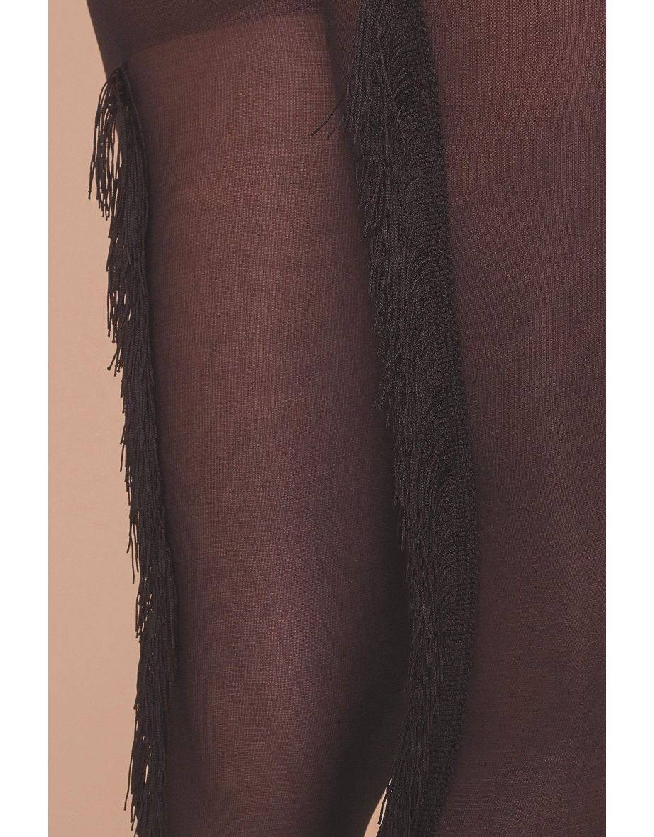 Playful Promises Black Fringed Tights - 1