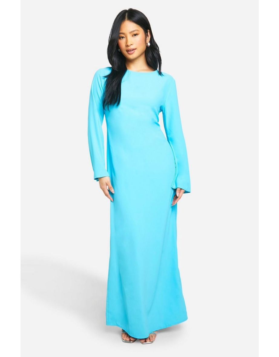 Petite Bow Detail Open Back Maxi Dress - pale blue