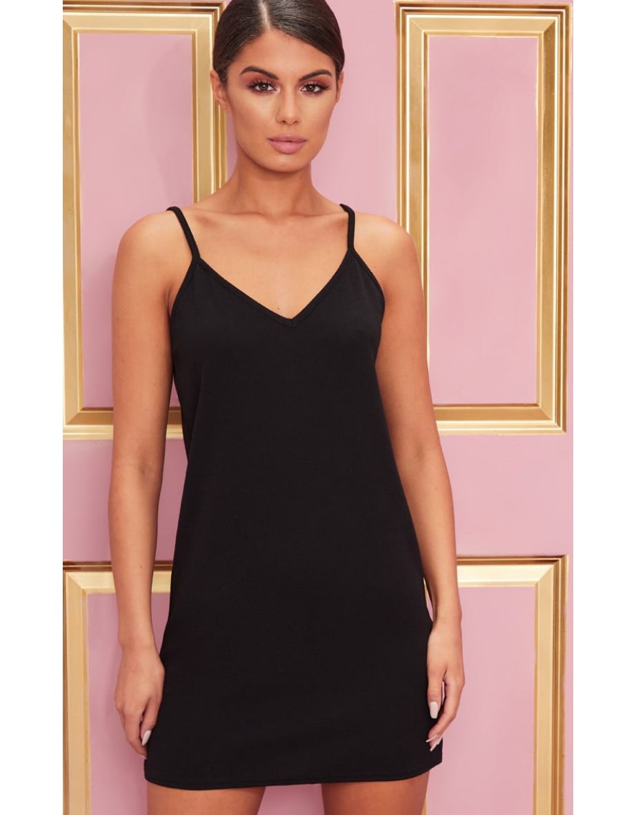 black strappy cami dress