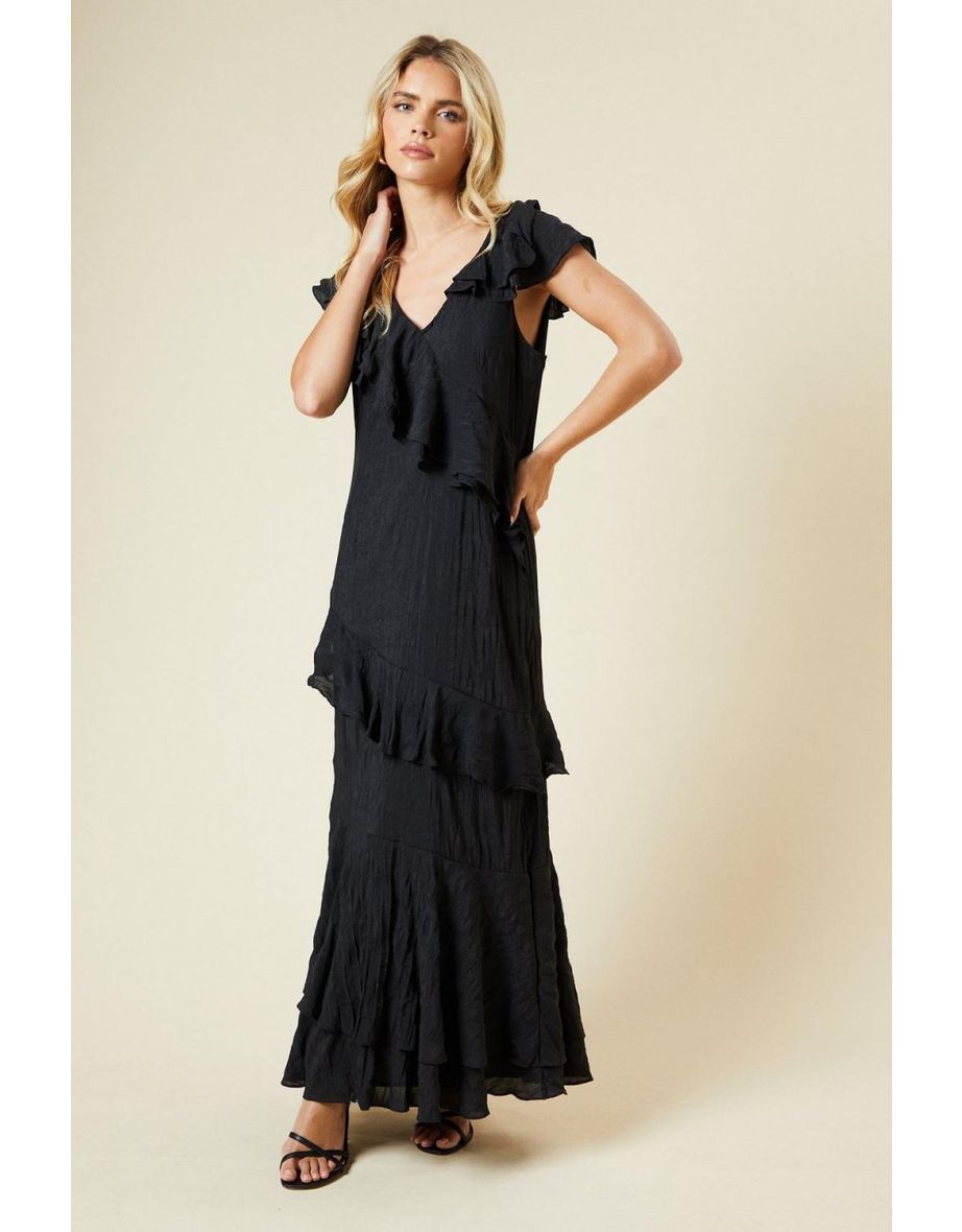 Petite DP Luxe Textured Sleeveless Ruffle Midi Dress