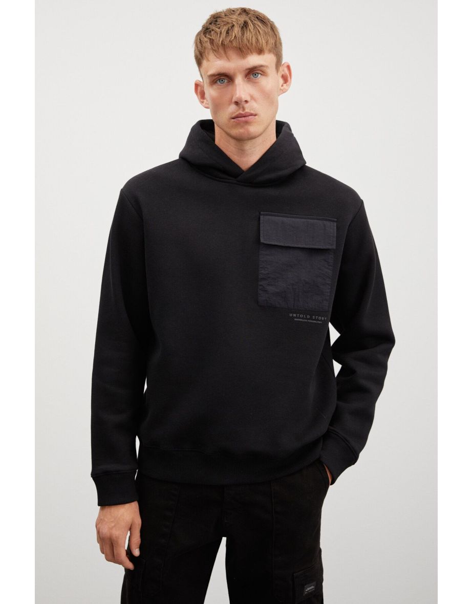 NIKOLA Men's Parachute Fabric 3 Thread Black Sweatshirt