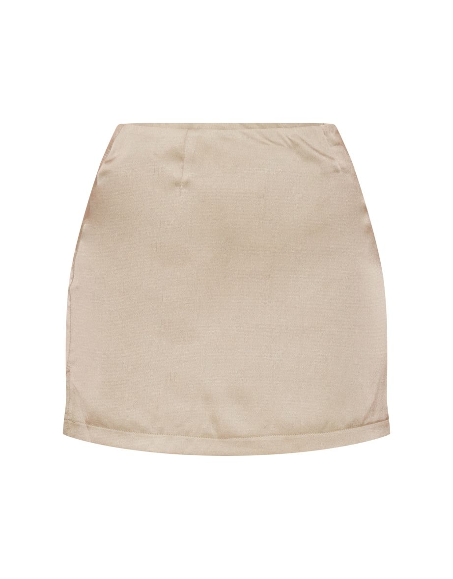 Petite Sage Green Satin Mini Skirt - 5