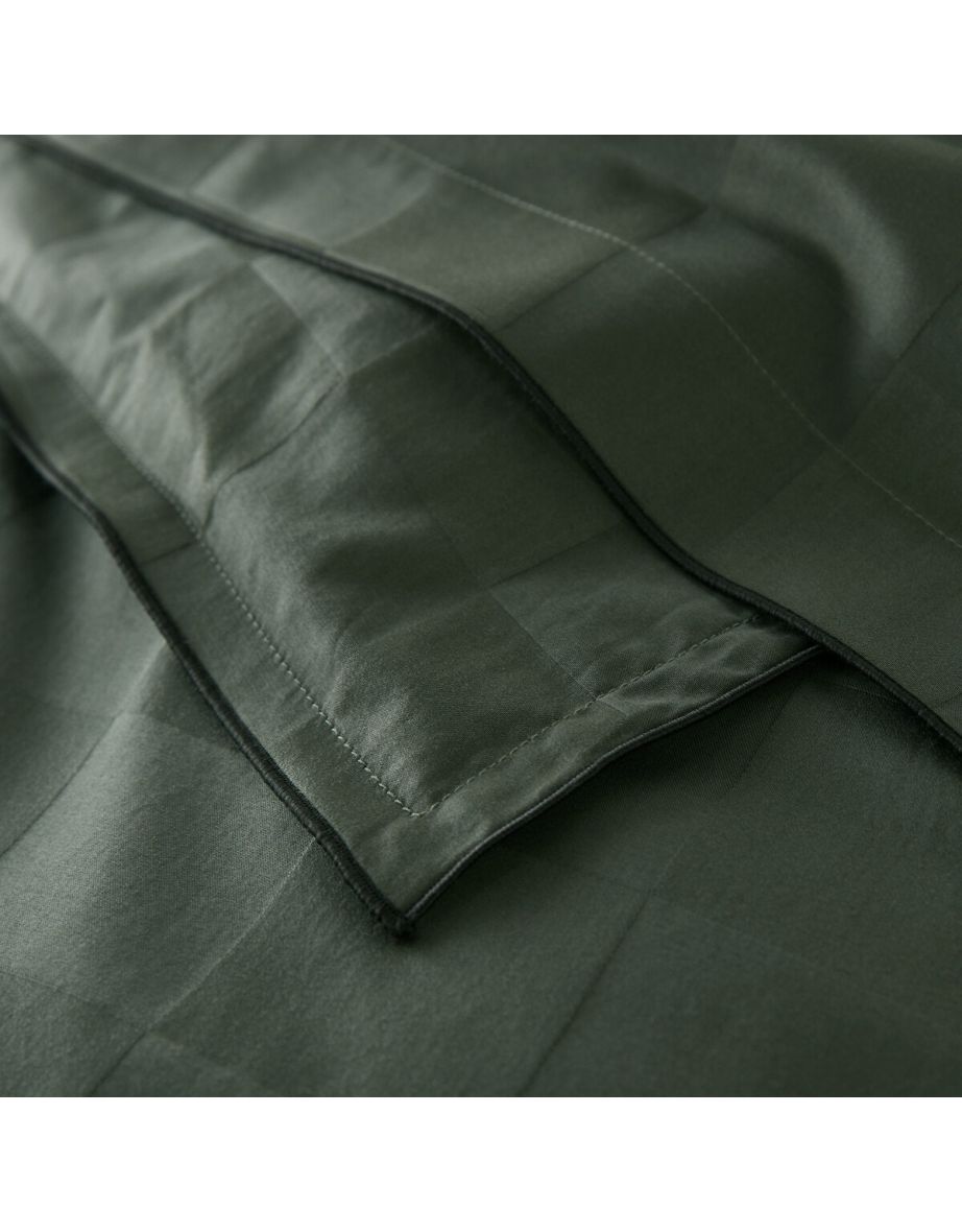 Victor Checkerboard 100% Washed Cotton Satin 300 Thread Count Fitted Sheet - 5
