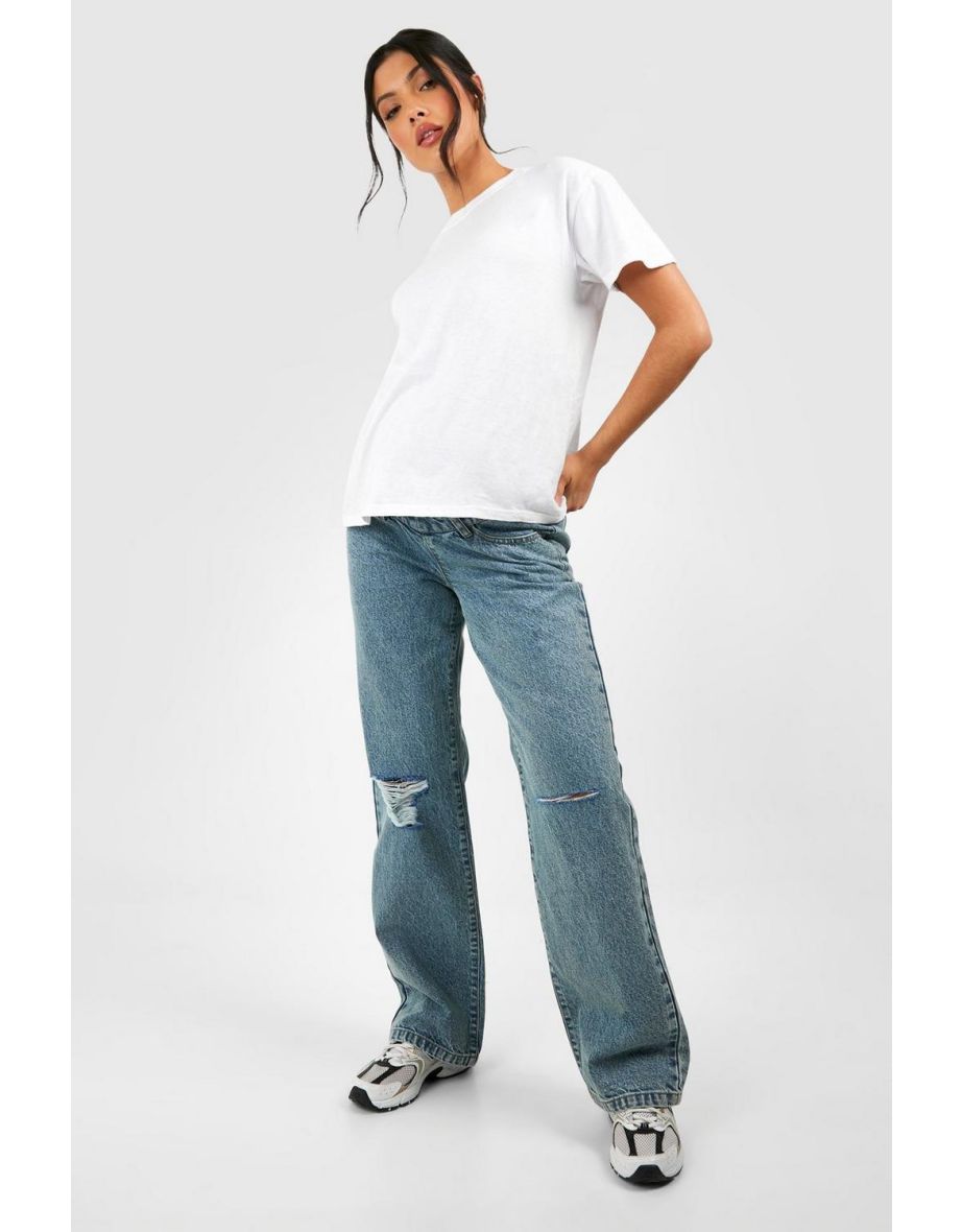 Maternity Over Bump Ripped Boyfriend Jean - vintage wash