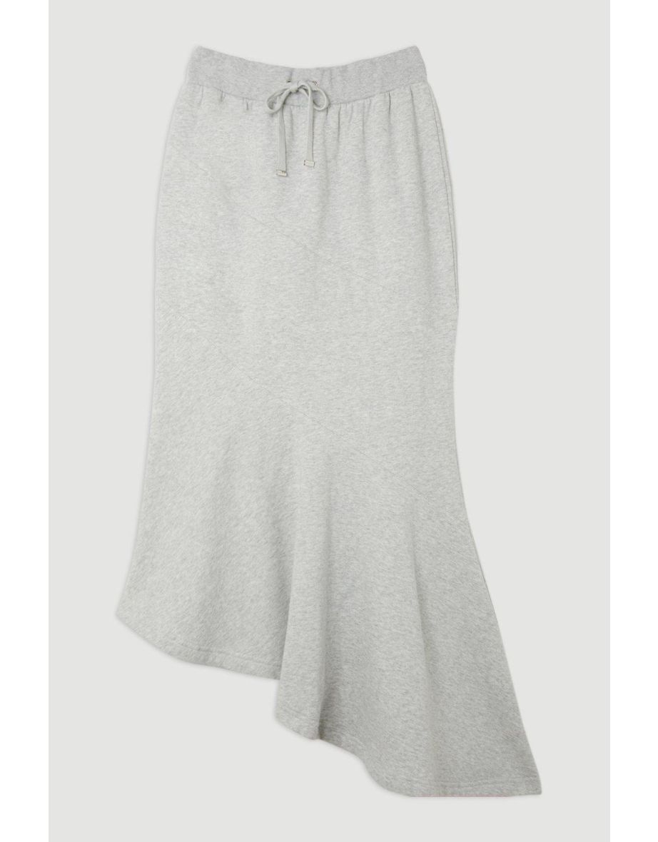 Fleece Cotton Jersey Waterfall Hem Maxi Skirt - 3