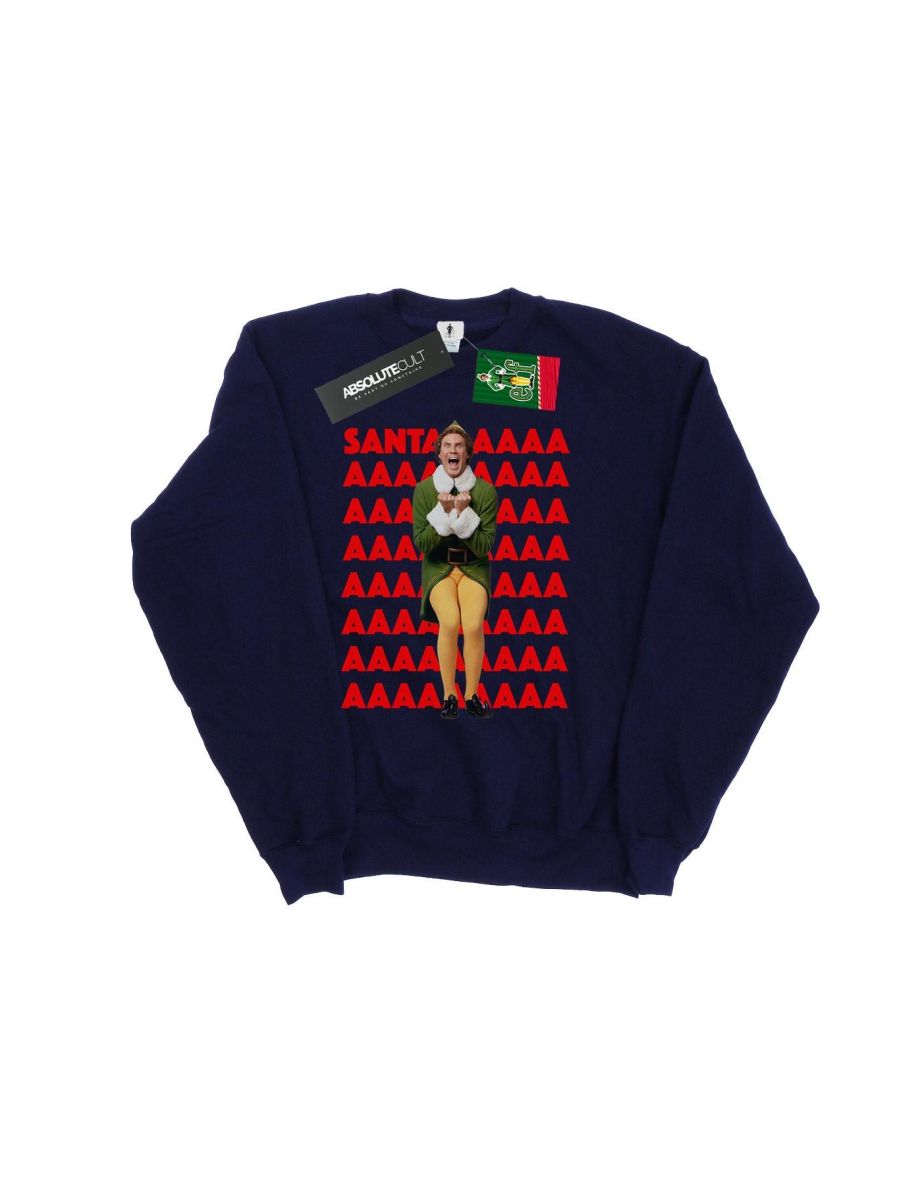 Elf Girls Buddy Santa Scream Sweatshirt - Navy Blue