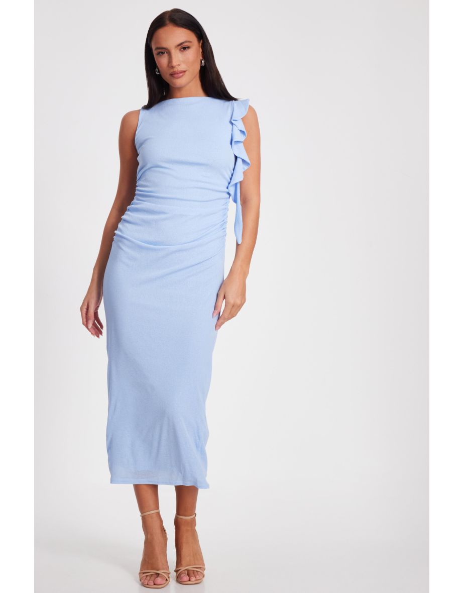 Pale Blue Frill Midi Dress