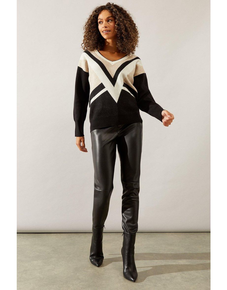 Stripe V Neck Jumper