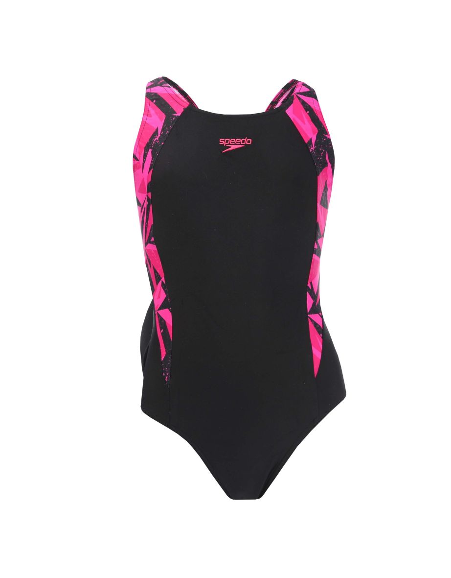 Girl's Speedo Hyper Boom Splice Muscleback Swimsuit in Black