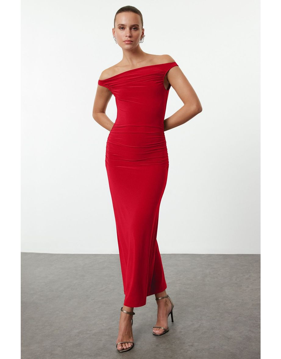 Black Fitted Knitted Elegant Evening Dress
