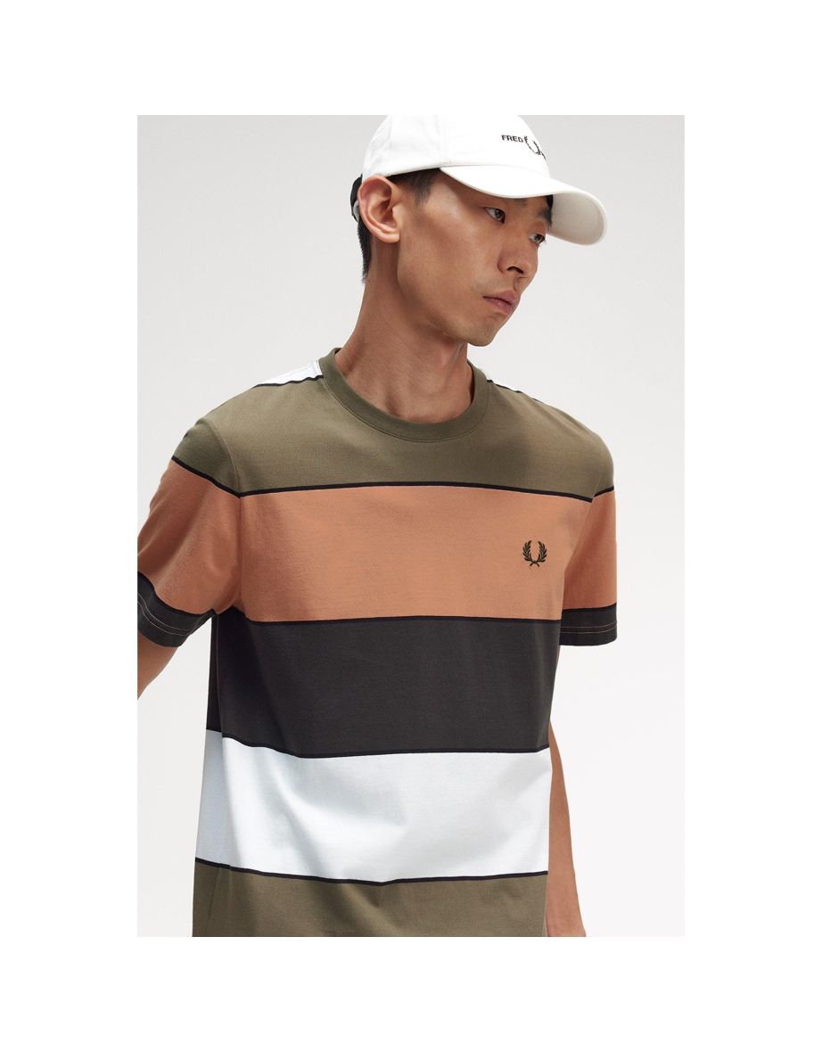 Men's Fred Perry Bold Stripe T-Shirt in Brown - 4