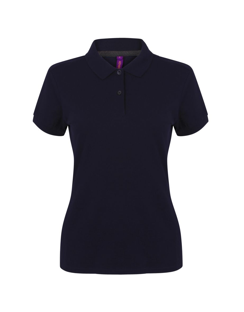 Henbury Womens/Ladies Micro-Fine Short Sleeve Polo Shirt - Navy