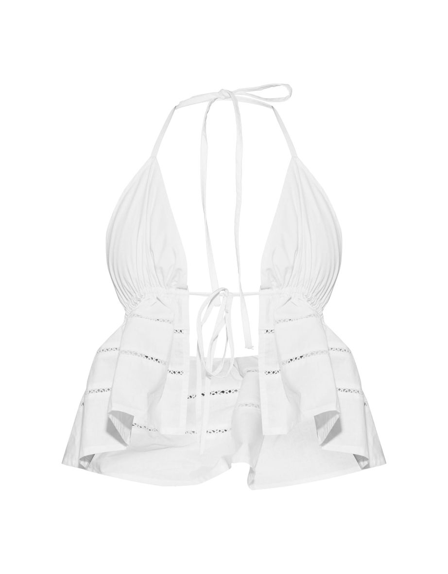 White Peplum Halter Top - 3