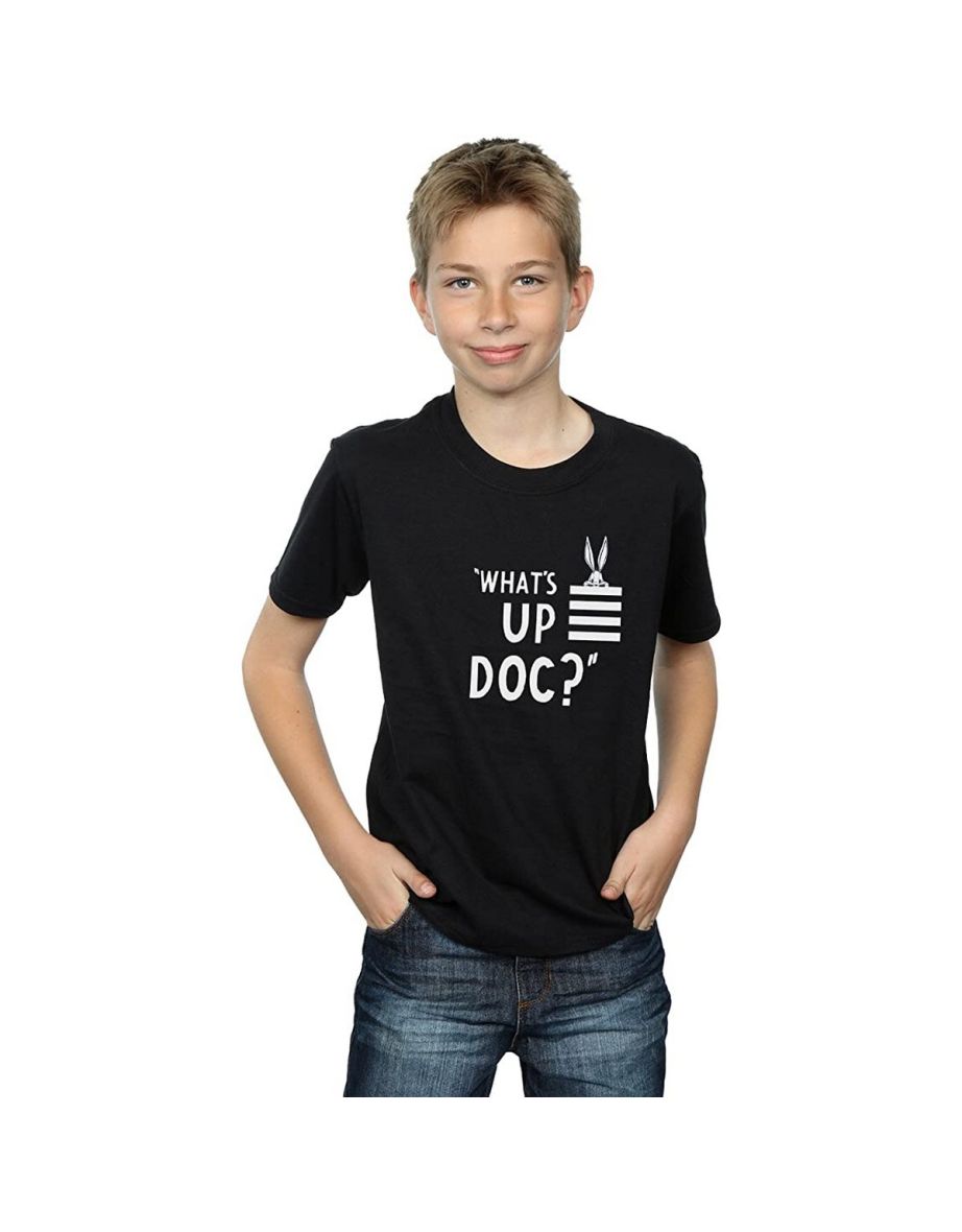 Looney Tunes Boys What´s Up Doc Bugs Bunny Striped Cotton T-Shirt - Black
