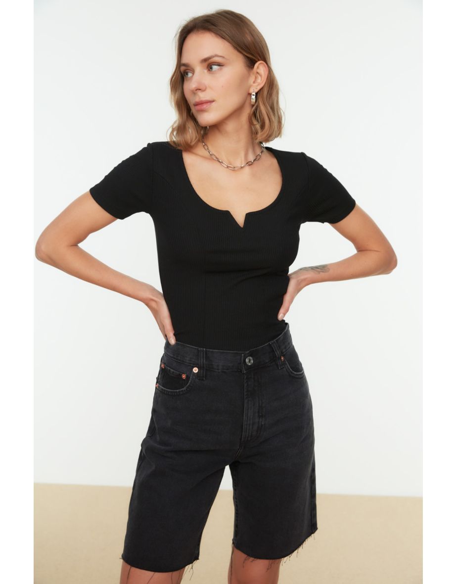 Blouse - Black - Slim fit